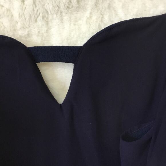 Storee Navy Blue Off-Shoulder Zip-Up Formal Dress - Picture 12 of 13